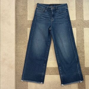 Banana Republic Dark Blue Premium Denim Wide-Leg, High Waisted Cropped Jeans